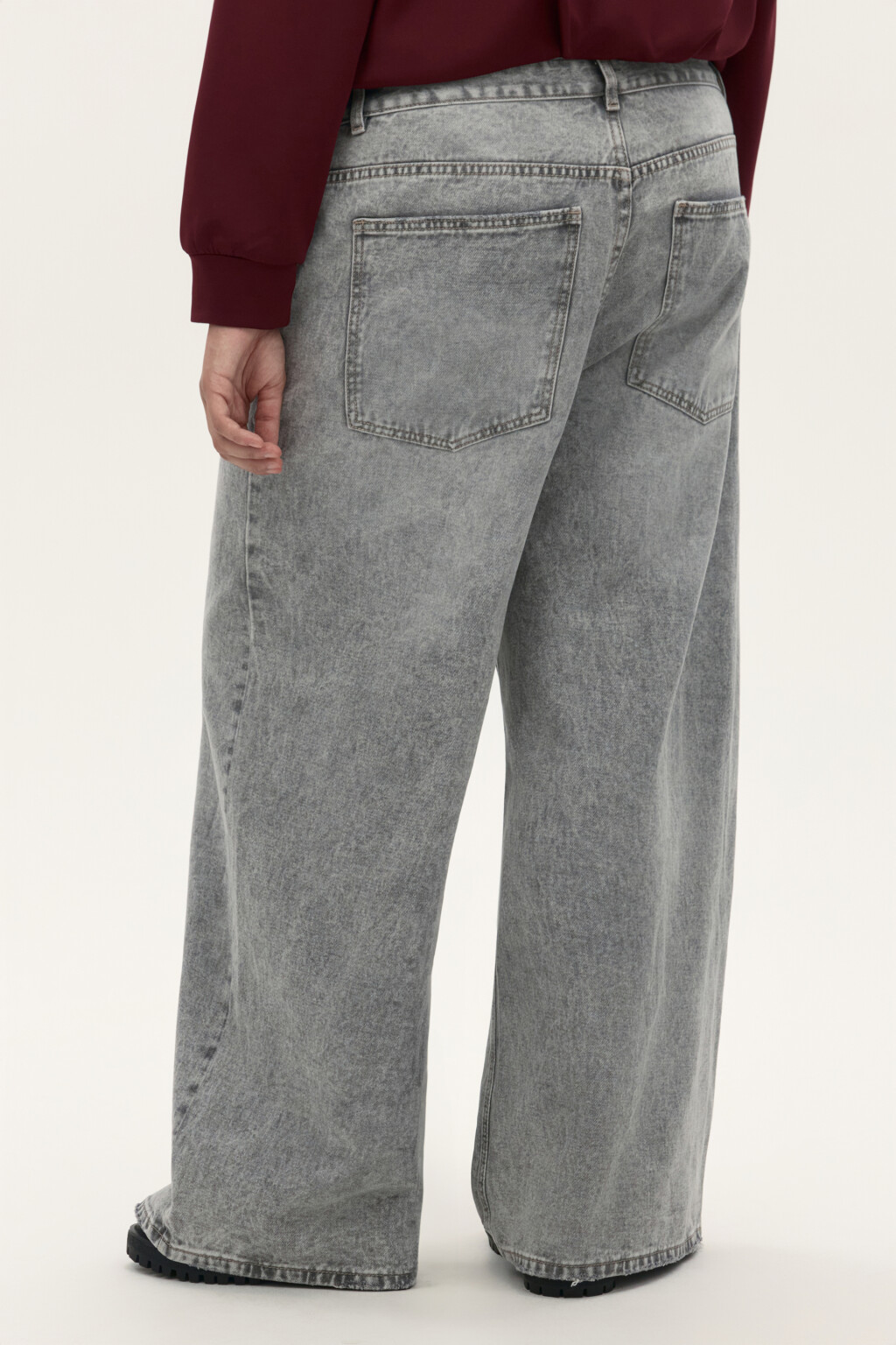 Джинсы широкие со средней посадкой - цвет серый - 3