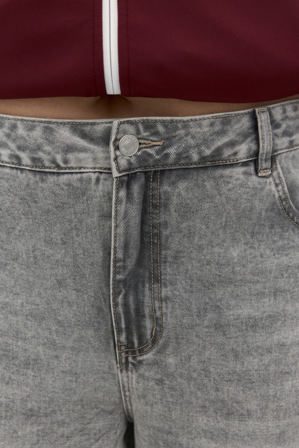 Джинсы широкие со средней посадкой - цвет серый - 5