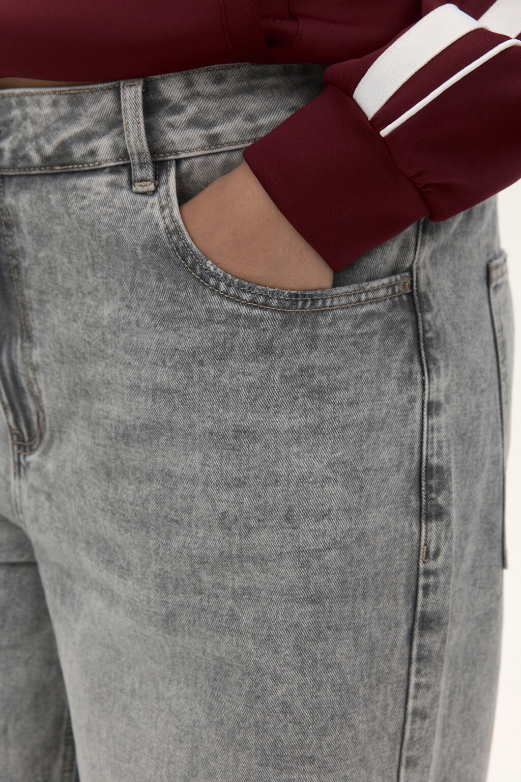 Джинсы широкие со средней посадкой - цвет серый - 6
