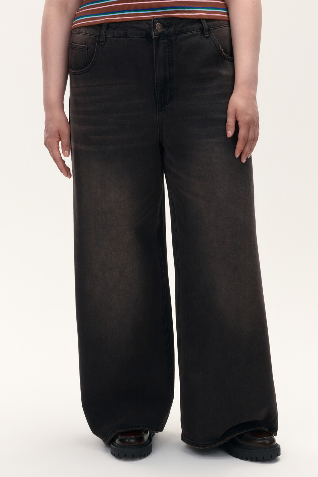 Джинсы широкие со средней посадкой - цвет коричневый - 3