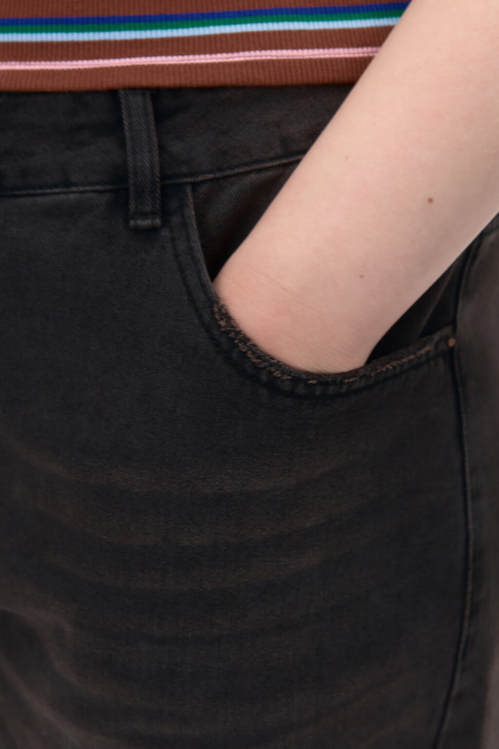 Джинсы широкие со средней посадкой - цвет коричневый - 7