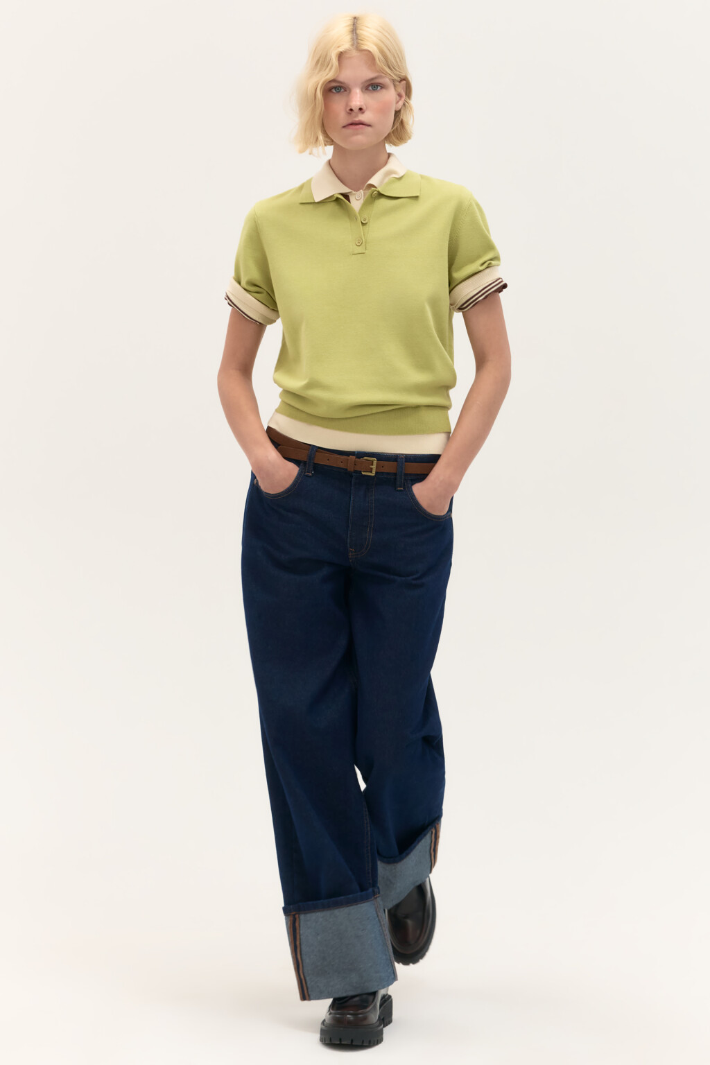 Джинсы baggy с широкими подворотами - цвет синий - 2