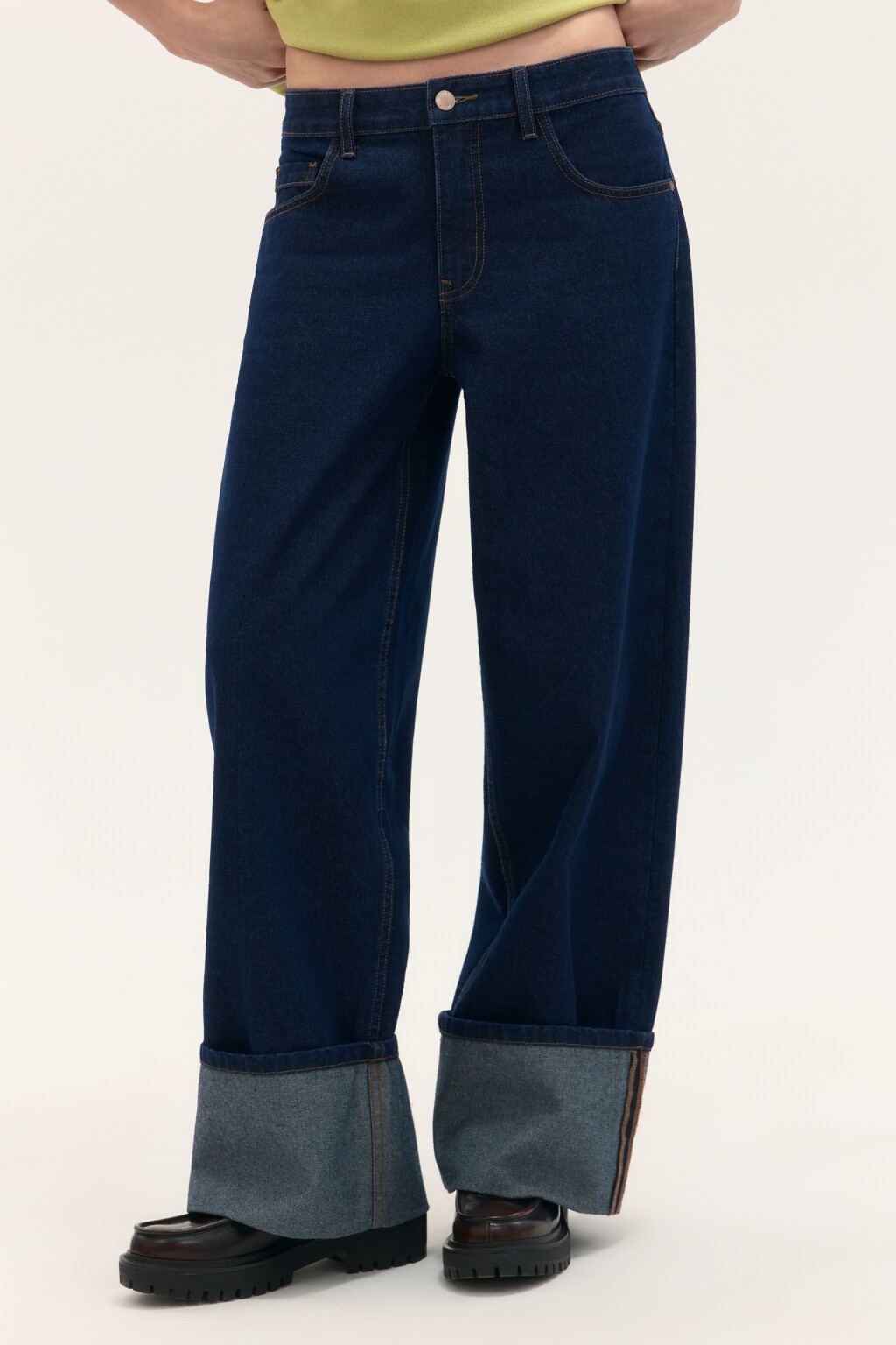 Джинсы baggy с широкими подворотами - цвет синий - 3