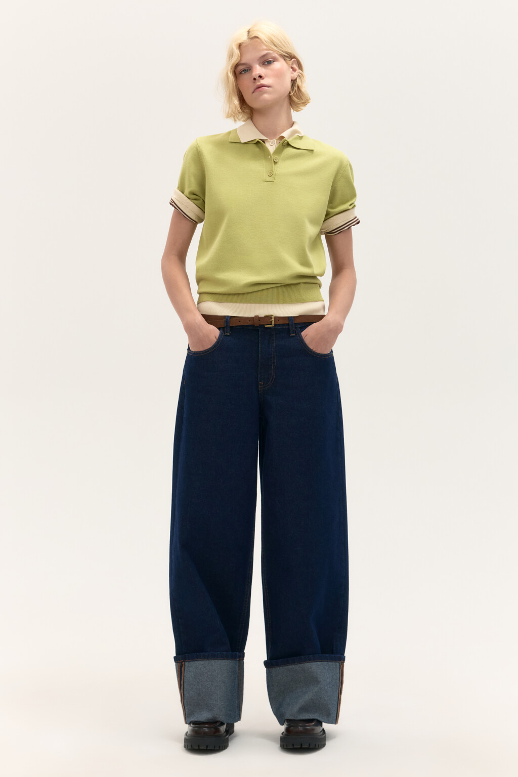 Джинсы baggy с широкими подворотами - цвет синий - 5