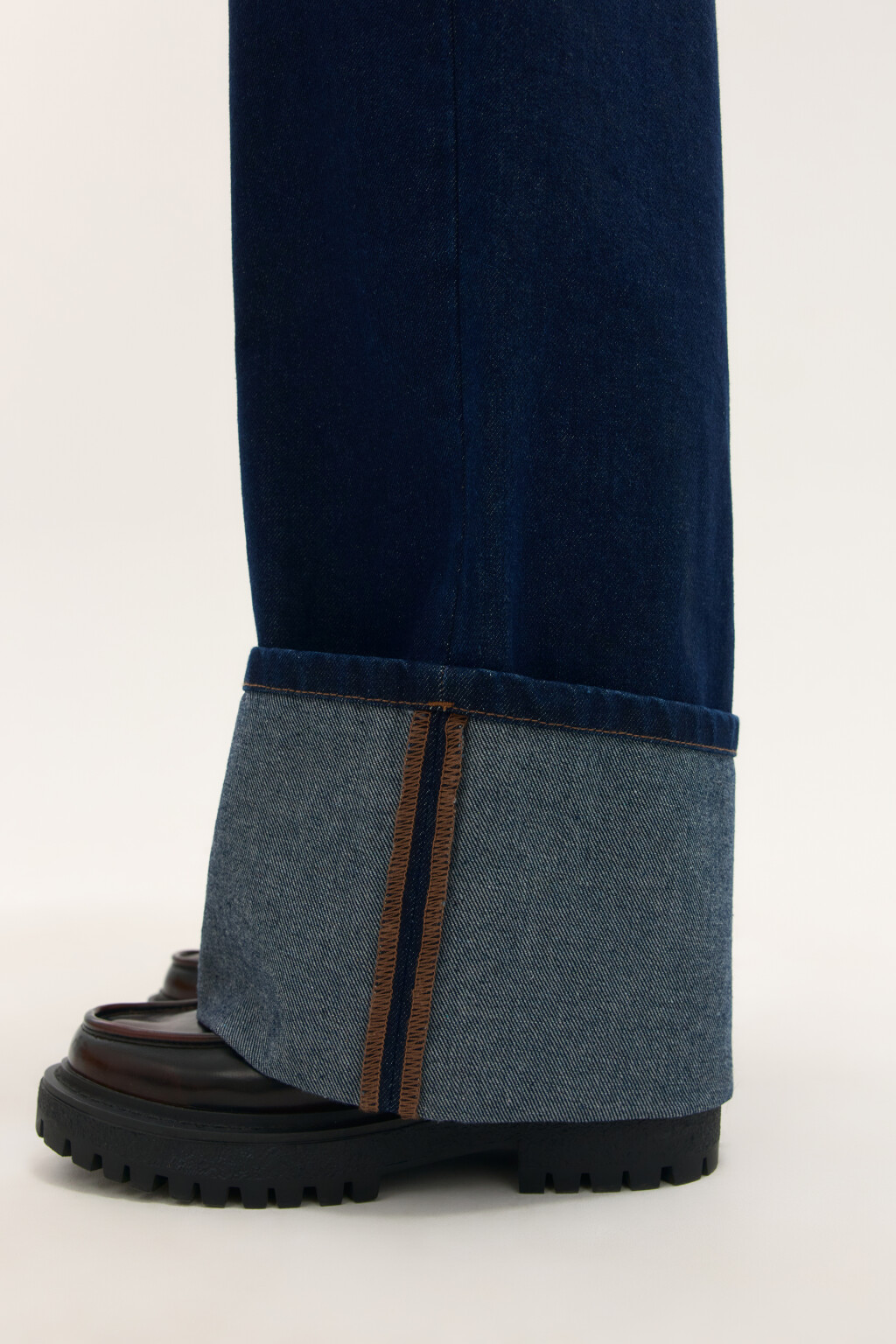 Джинсы baggy с широкими подворотами - цвет синий - 7