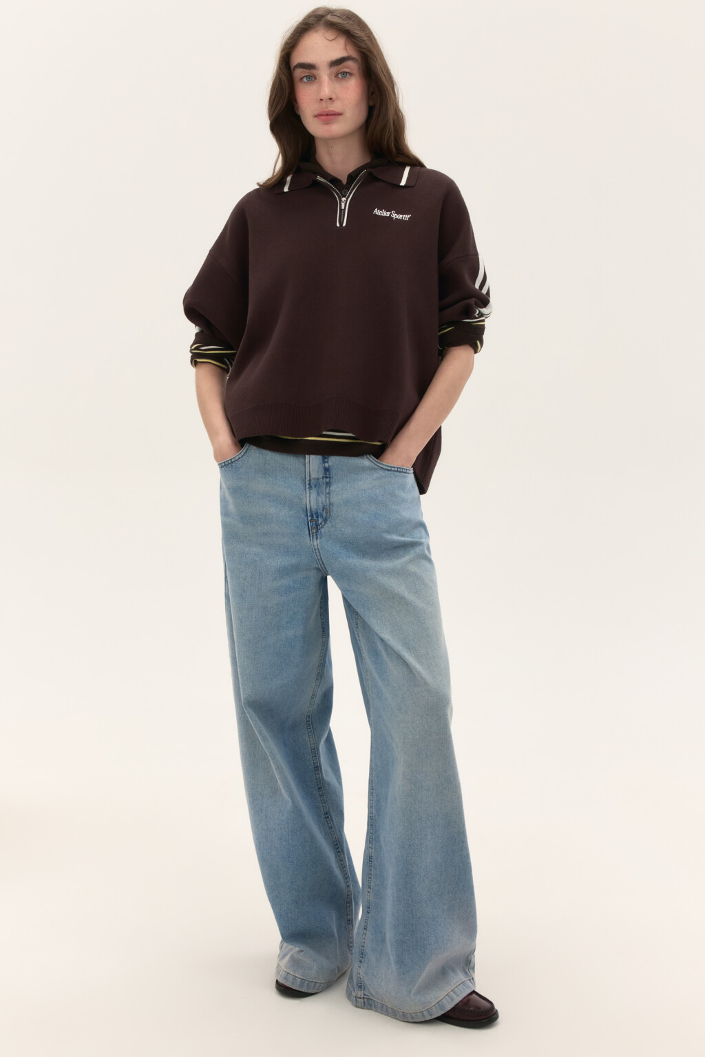 Джинсы baggy fit со средней посадкой - цвет синий - 1