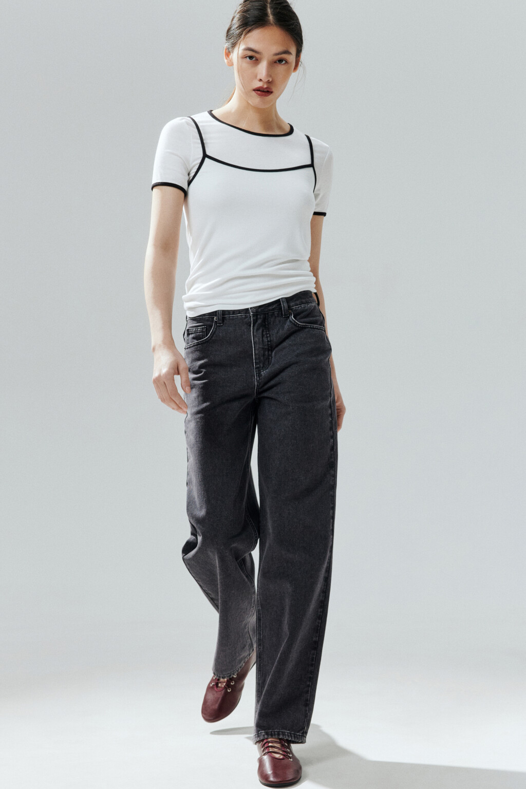 Джинсы прямые со средней посадкой - цвет серый - 2