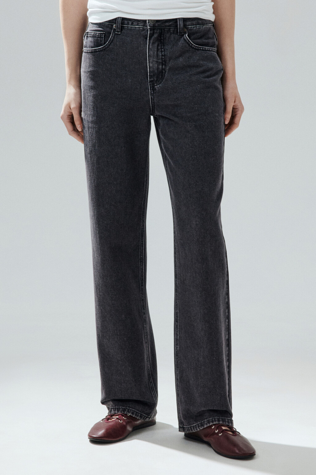 Джинсы прямые со средней посадкой - цвет серый - 3
