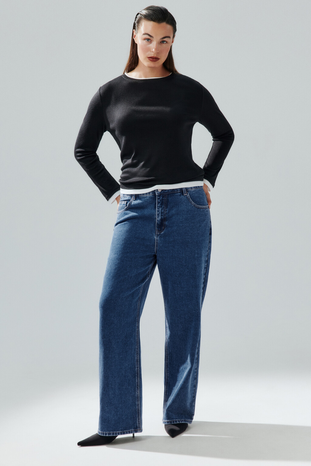 Джинсы прямые со средней посадкой - цвет голубой - 1