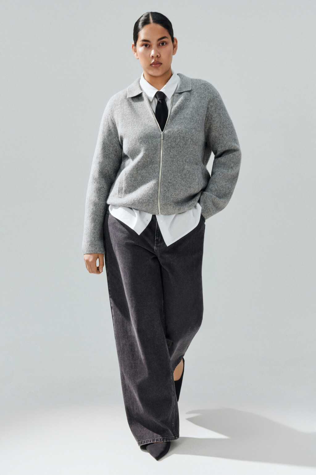 Джинсы прямые со средней посадкой - цвет серый - 1