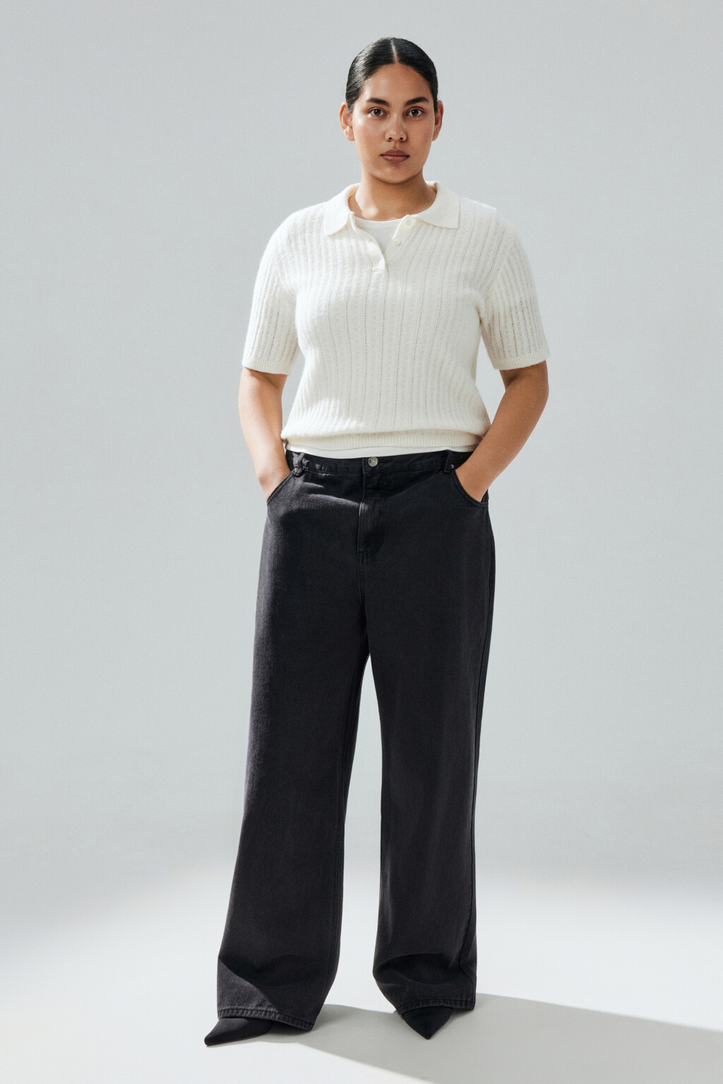 Джинсы прямые со средней посадкой - цвет черный - 1