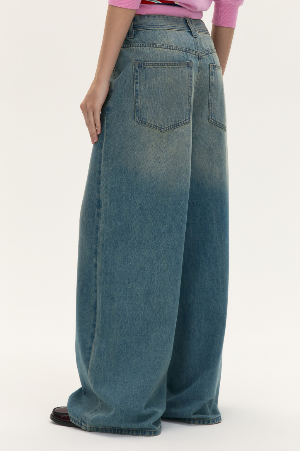 Джинсы широкие со средней посадкой - цвет синий - 4