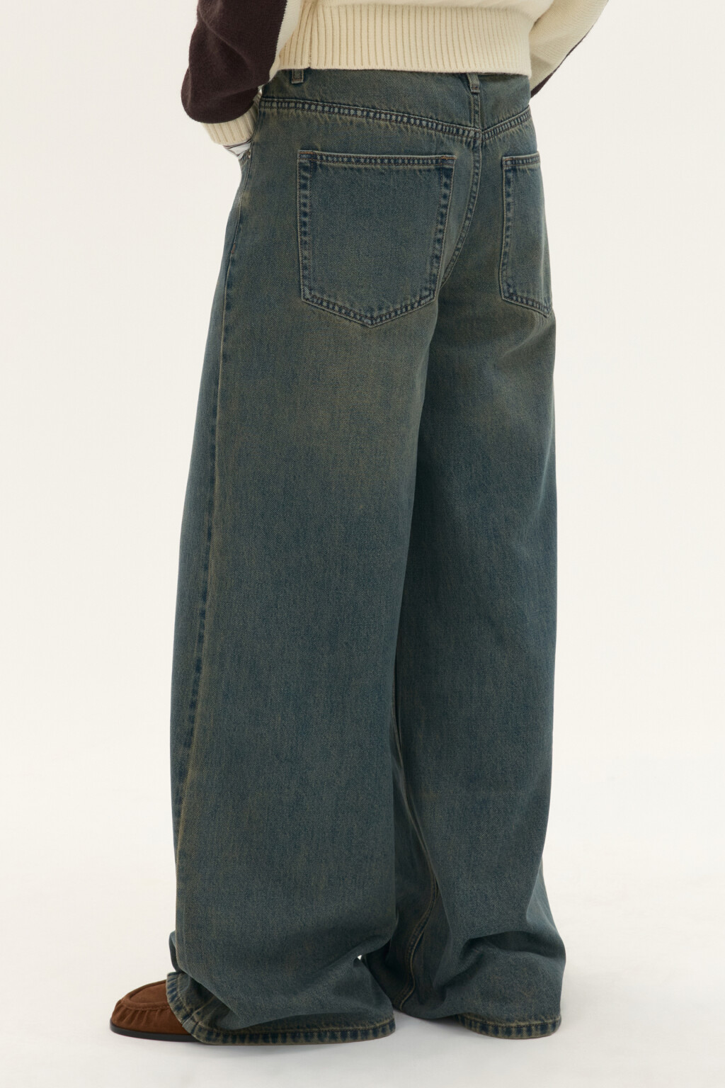 Джинсы широкие со средней посадкой - цвет темный тинт - 3