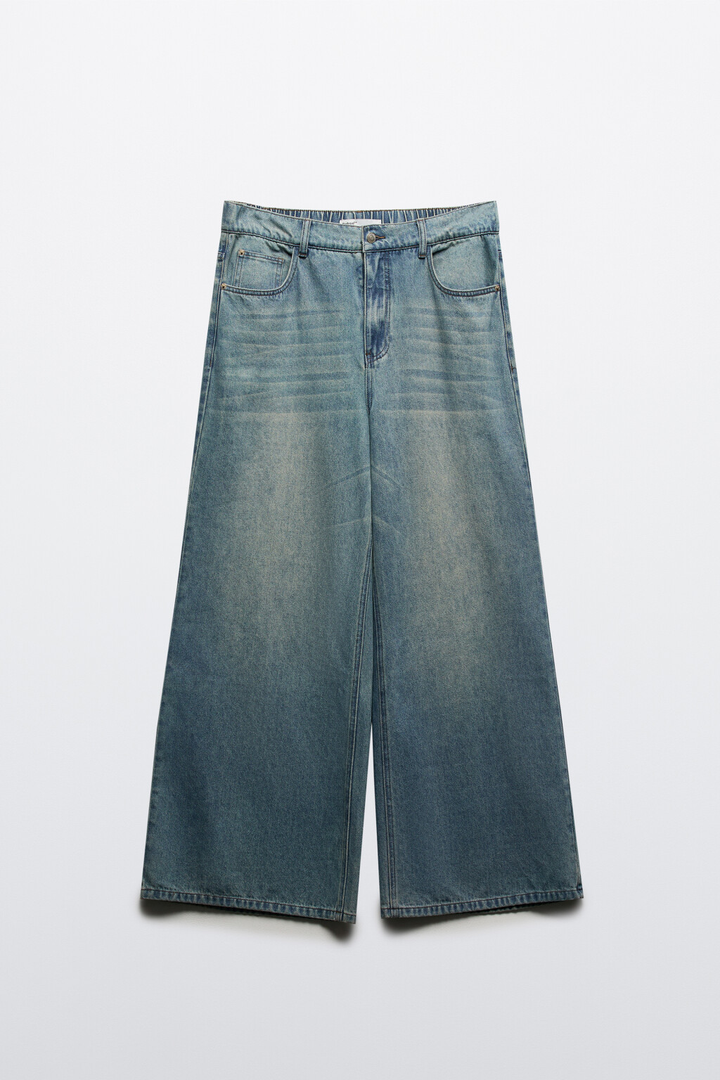 Джинсы широкие с резинкой на поясе - цвет синий - 8