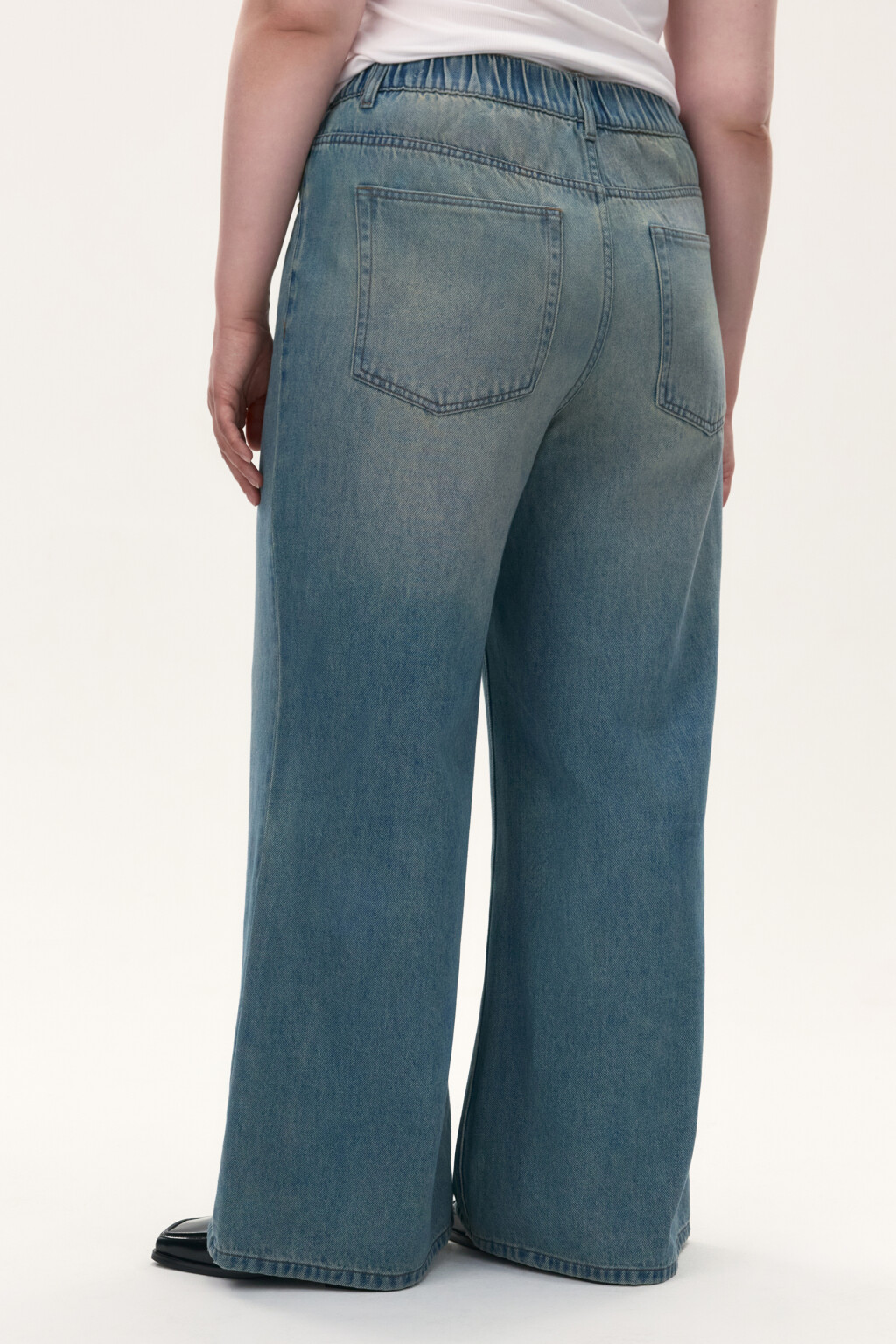 Джинсы широкие с резинкой на поясе - цвет синий - 3