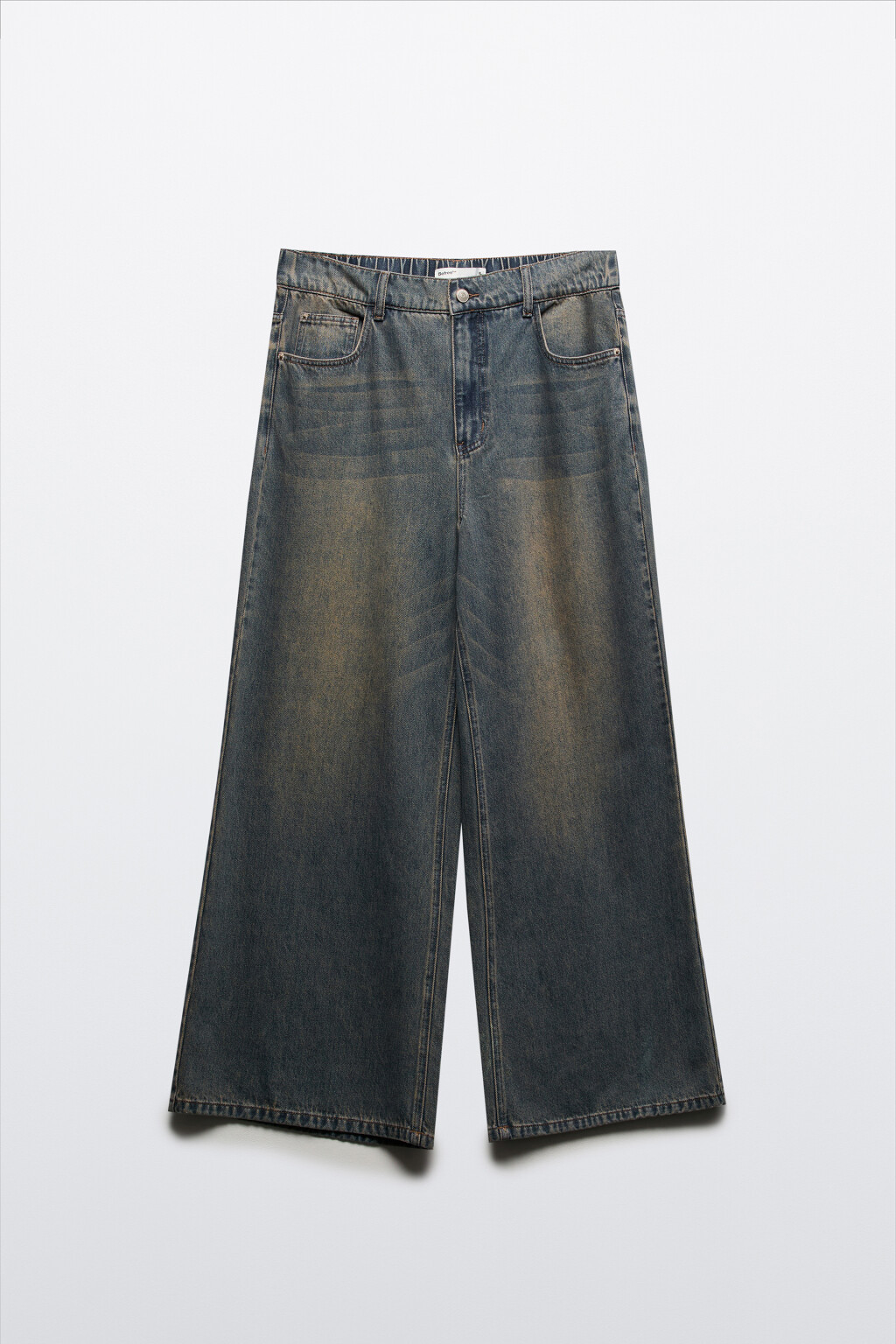 Джинсы широкие с резинкой на поясе - цвет темный тинт - 7
