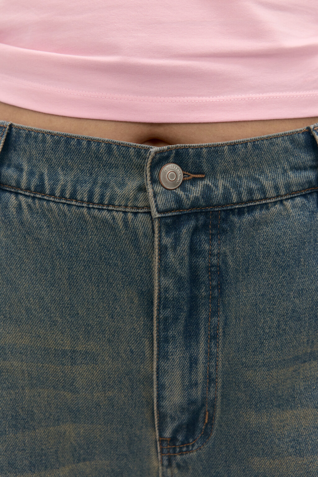 Джинсы широкие с резинкой на поясе - цвет темный тинт - 5