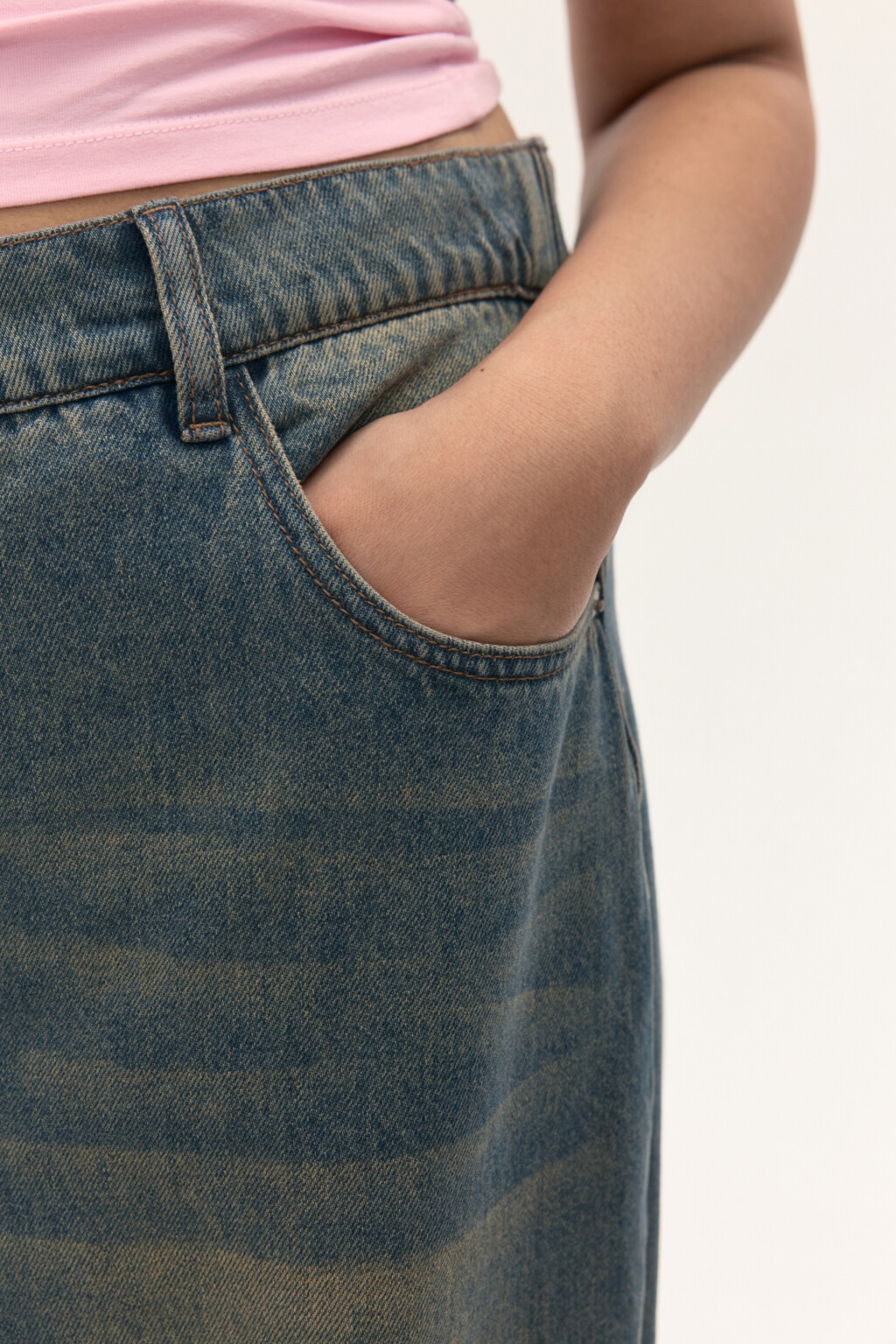 Джинсы широкие с резинкой на поясе - цвет темный тинт - 6