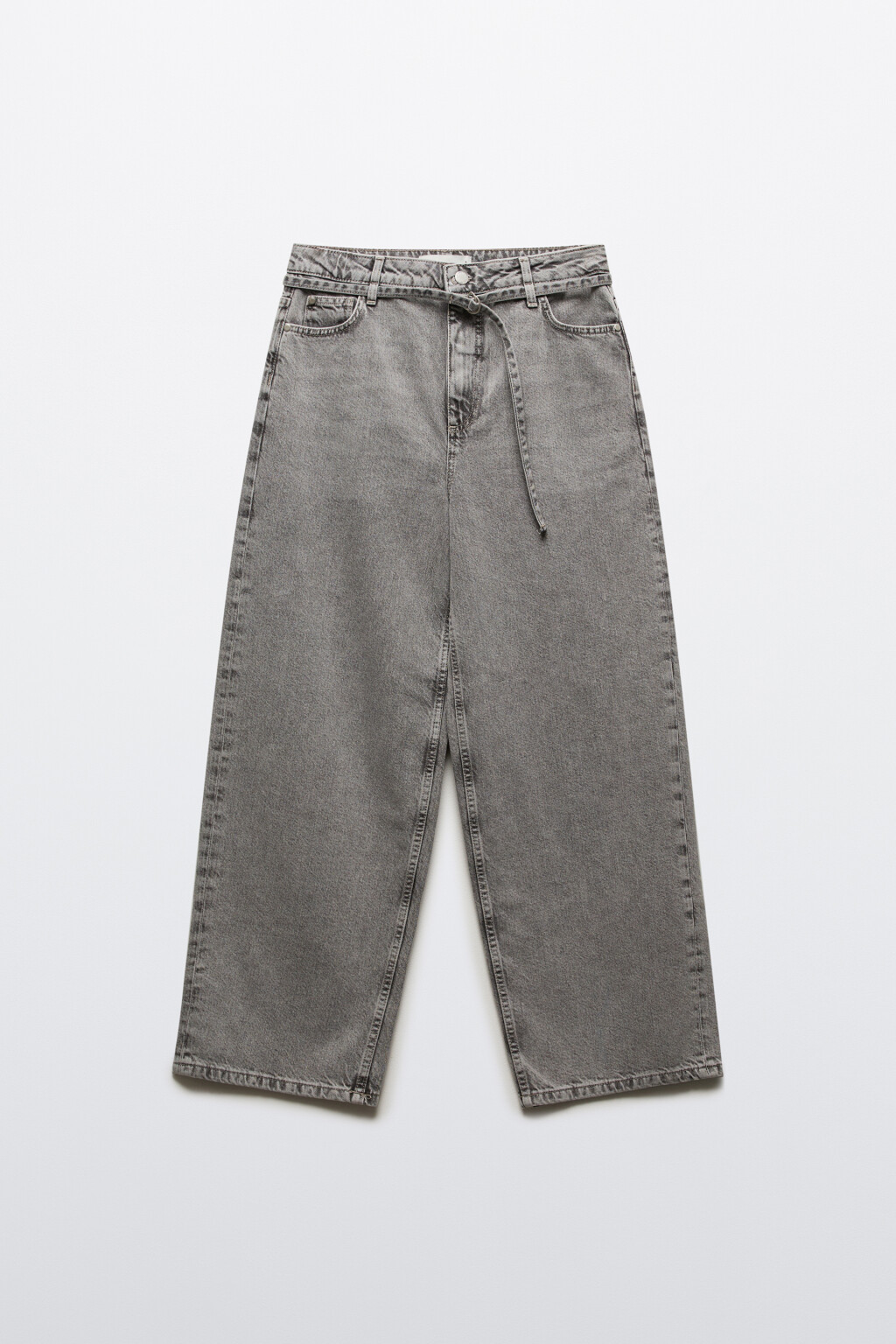 Джинсы baggy с поясом-шнурком - цвет серый - 7