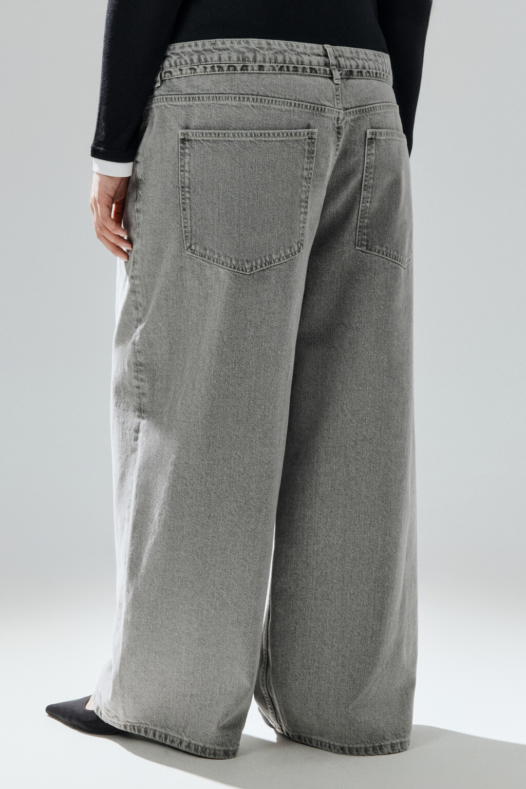 Джинсы baggy с поясом-шнурком - цвет серый - 3