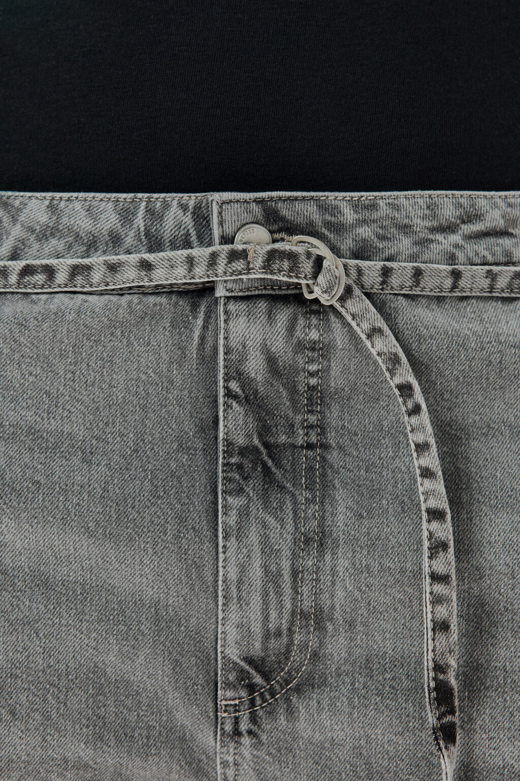 Джинсы baggy с поясом-шнурком - цвет серый - 4