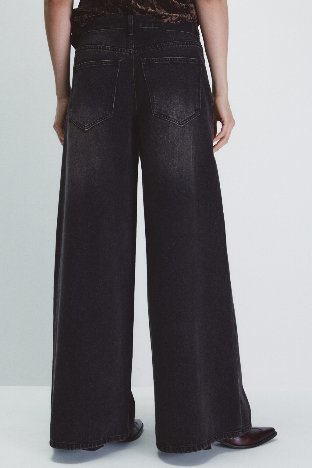 Джинсы широкие со средней посадкой - цвет коричневый - 4