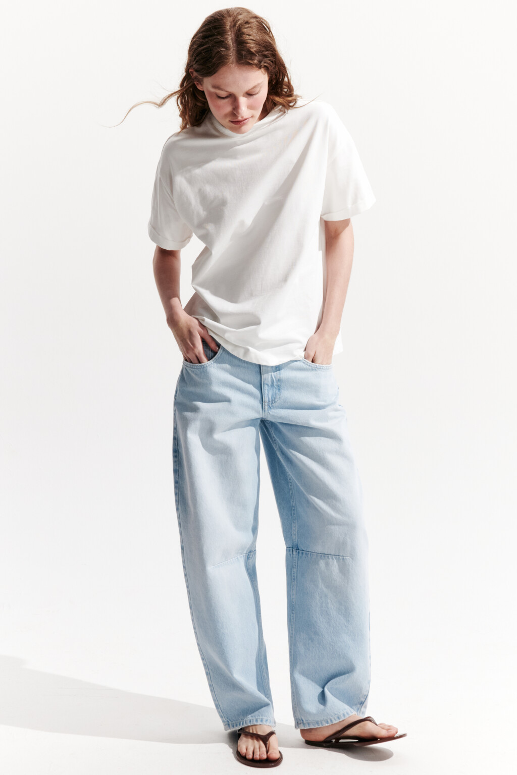 Джинсы barrel fit со средней посадкой - цвет голубой - 1