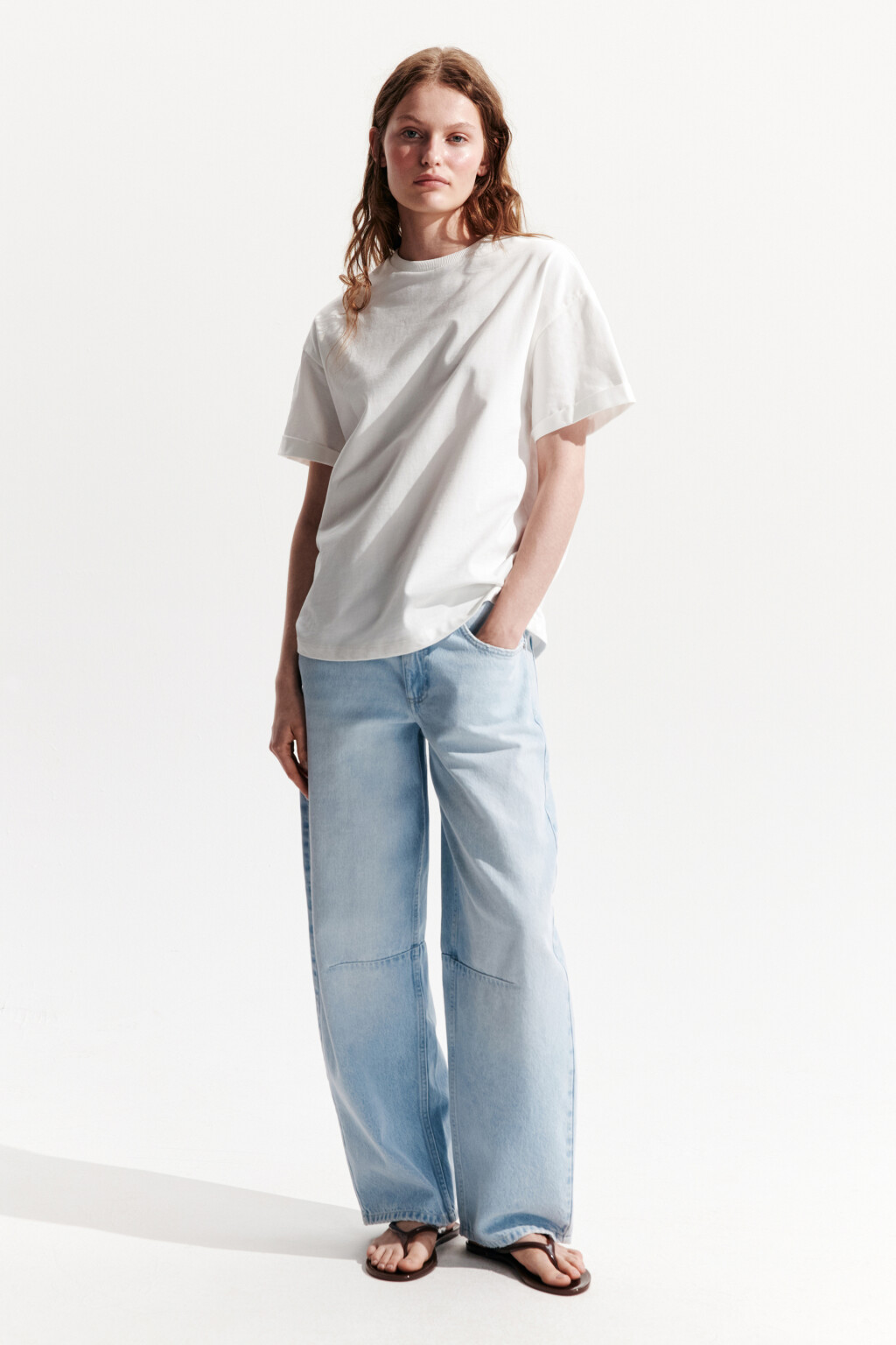 Джинсы barrel fit со средней посадкой - цвет голубой - 5