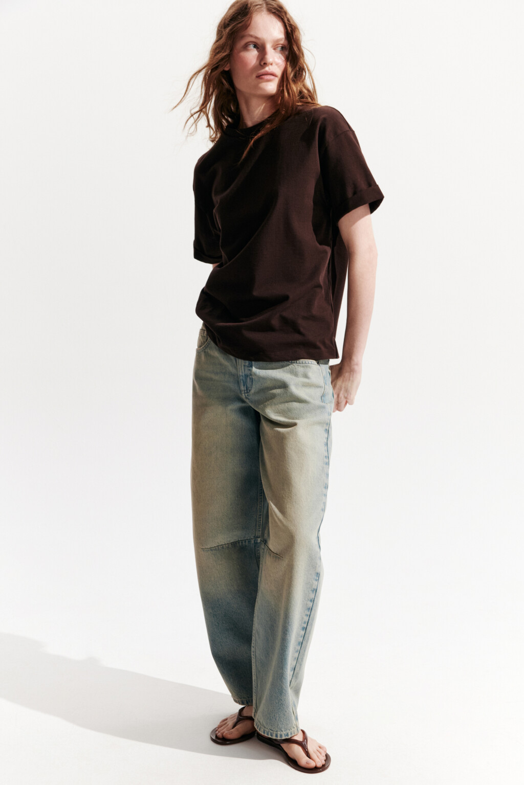 Джинсы barrel fit со средней посадкой - цвет синий - 1