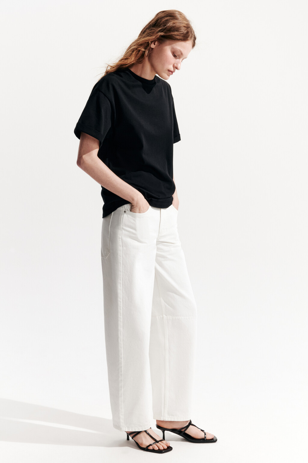 Джинсы barrel fit со средней посадкой - цвет белый - 1