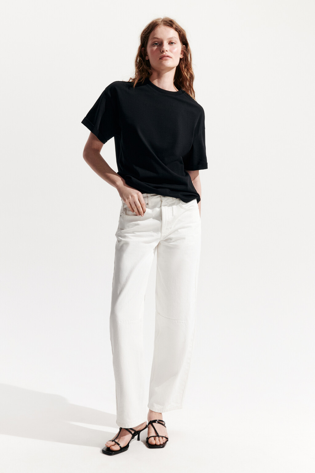 Джинсы barrel fit со средней посадкой - цвет белый - 4