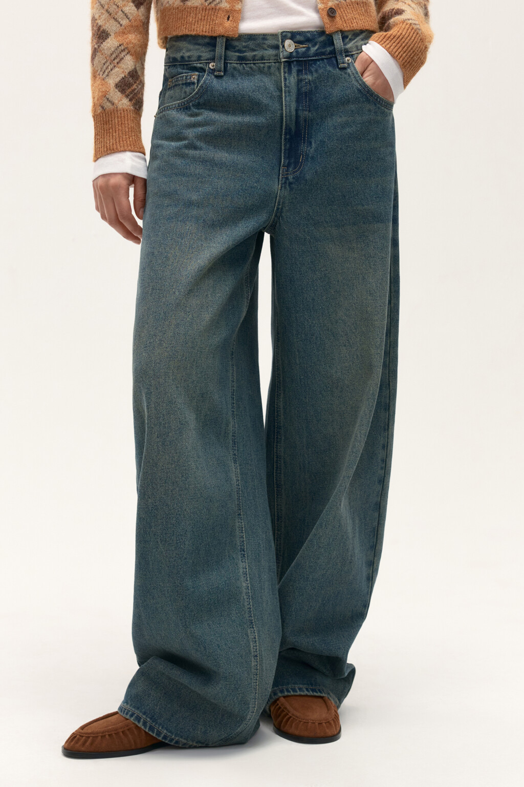 Джинсы baggy fit со средней посадкой - цвет синий - 3