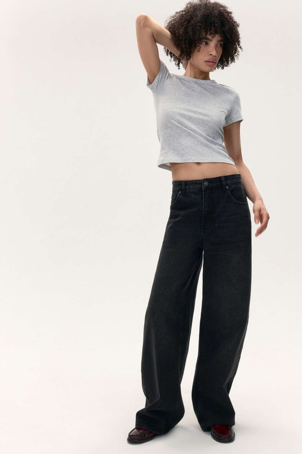 Джинсы baggy fit со средней посадкой - цвет черный - 1