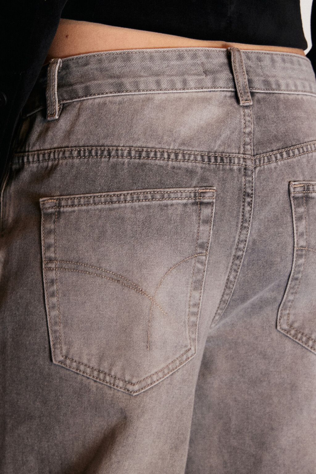 Джинсы широкие со средней посадкой - цвет серый - 7
