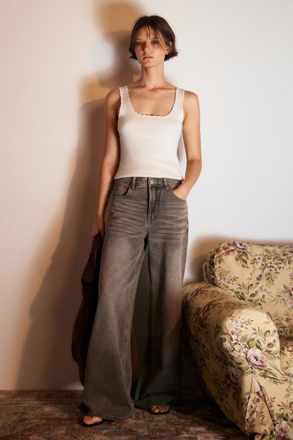 Джинсы широкие со средней посадкой - цвет темный тинт - 2