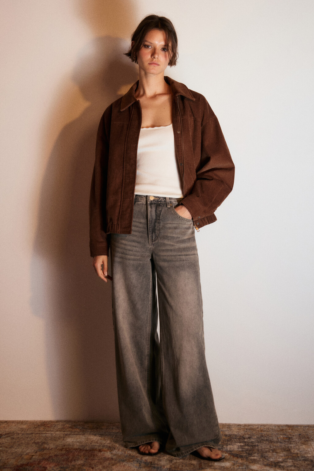 Джинсы широкие со средней посадкой - цвет темный тинт - 5