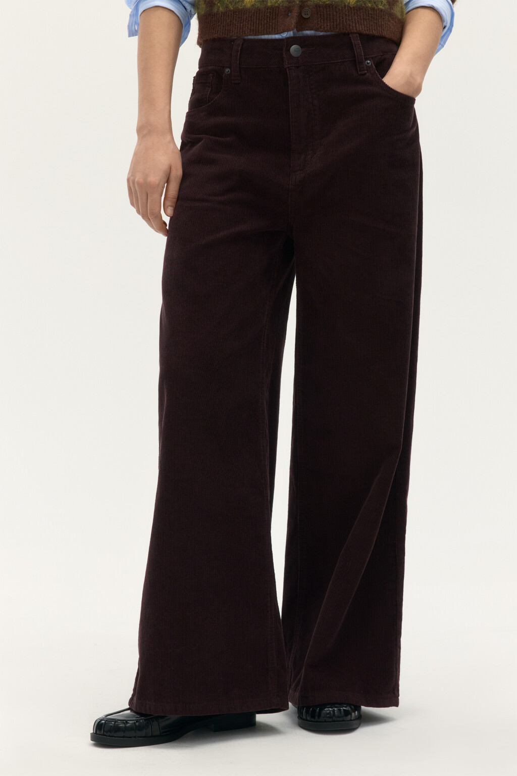 Джинсы baggy fit с вельветовой фактурой - цвет коричневый - 2