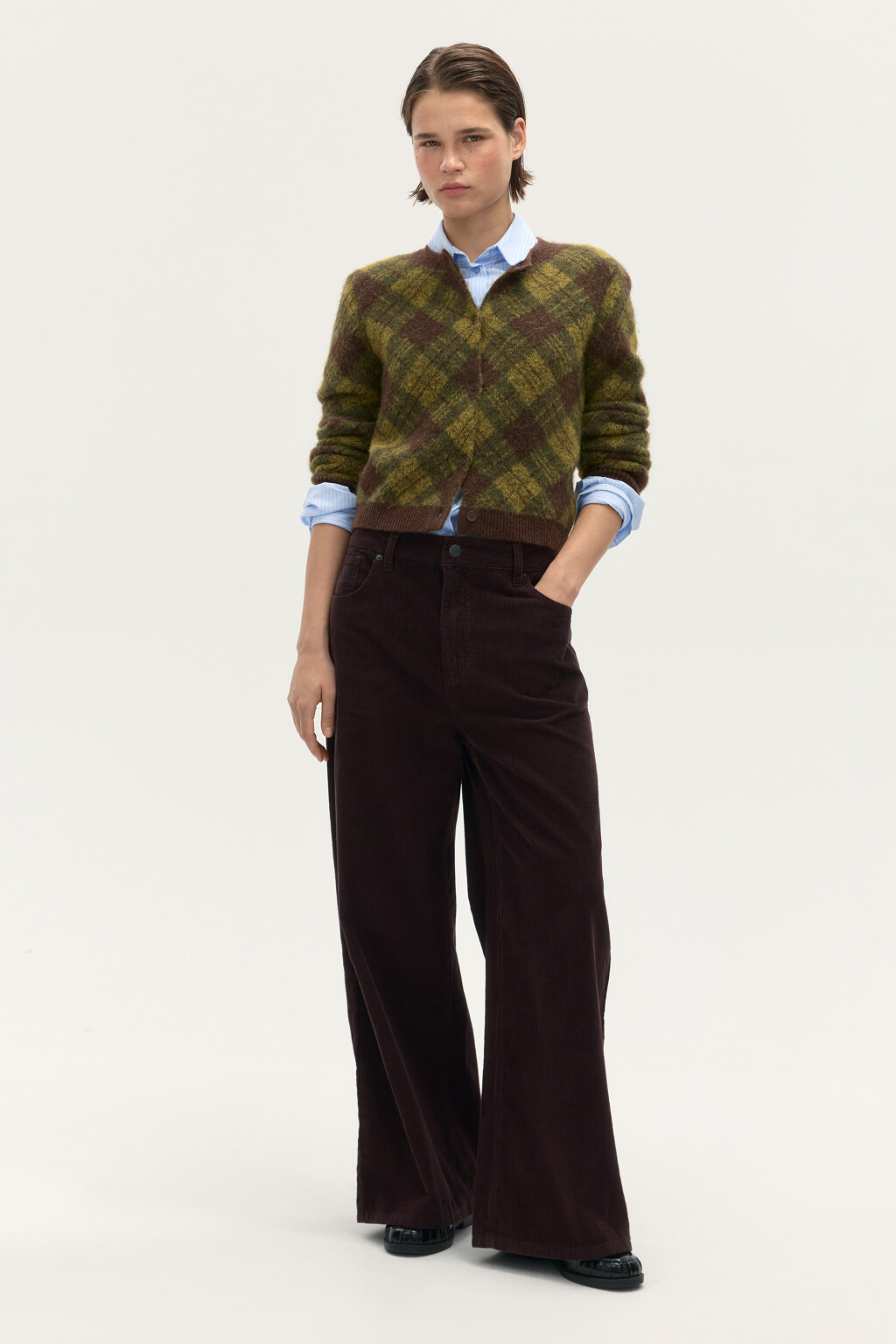 Джинсы baggy fit с вельветовой фактурой - цвет коричневый - 4