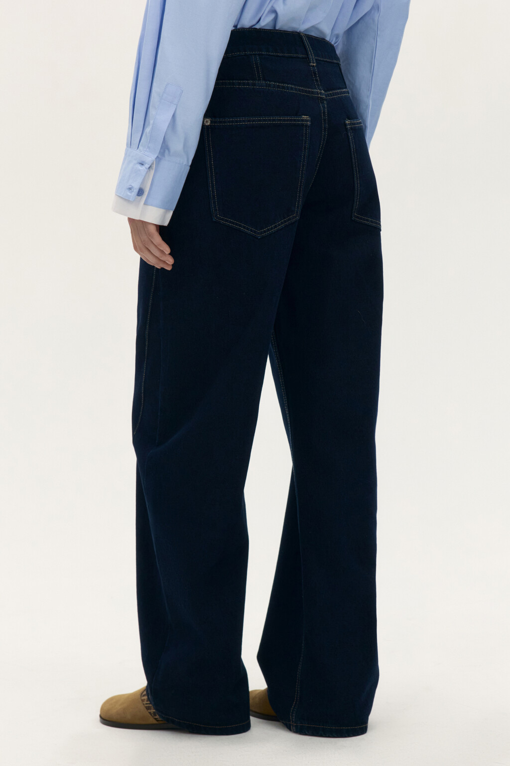 Джинсы barrel с контрастными швами - цвет синий - 3