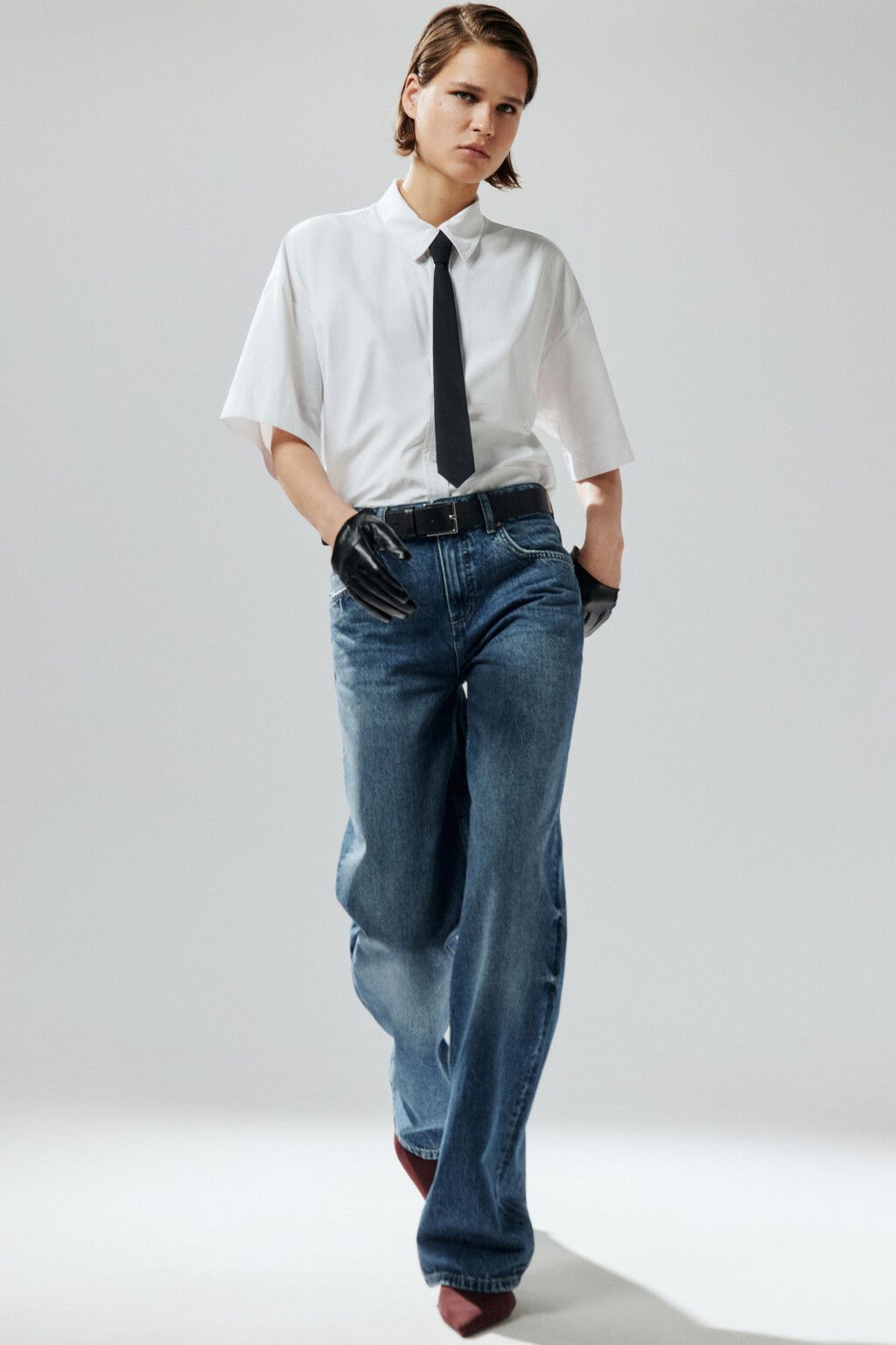 Джинсы прямые со средней посадкой - цвет голубой - 1