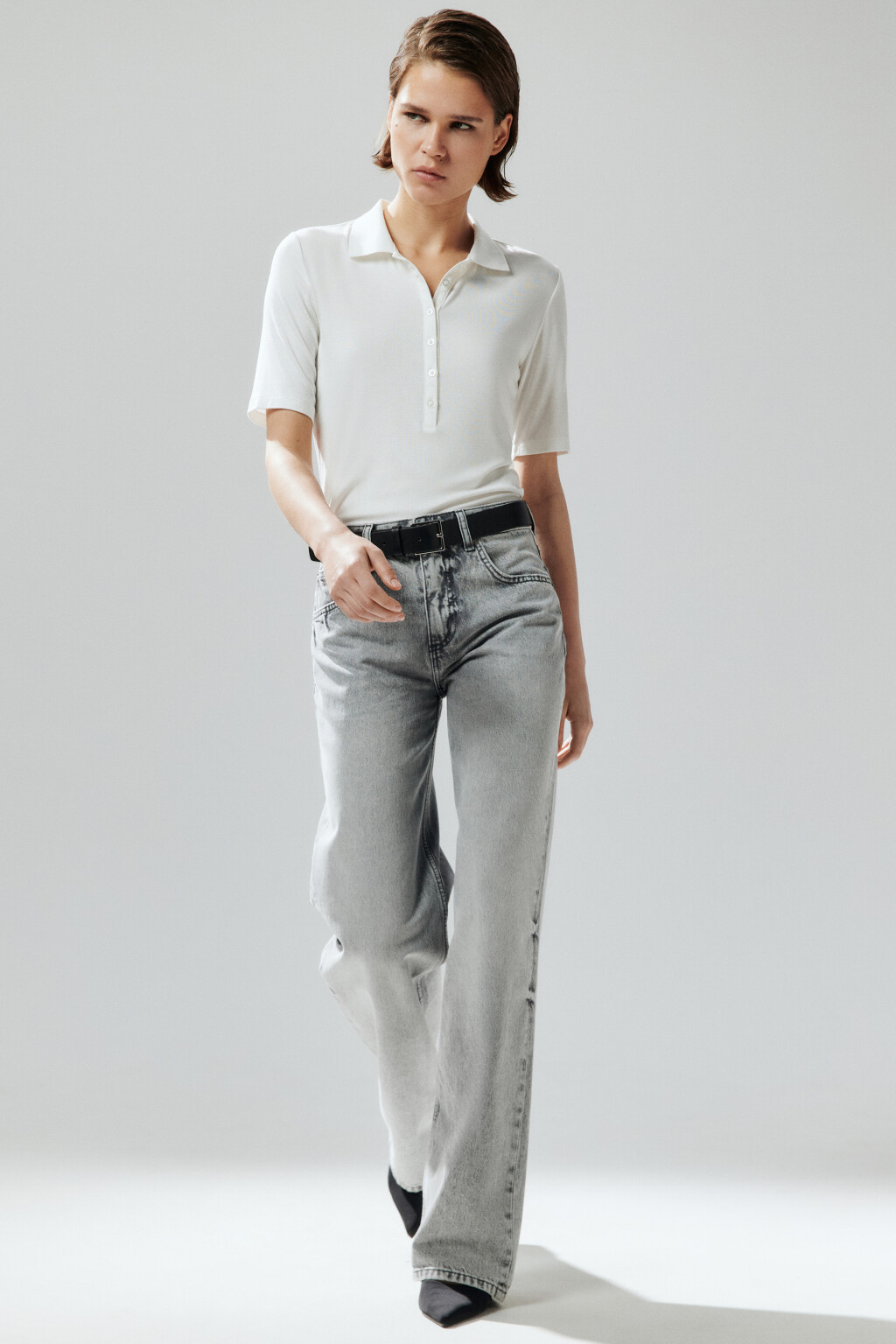 Джинсы прямые со средней посадкой - цвет серый - 1