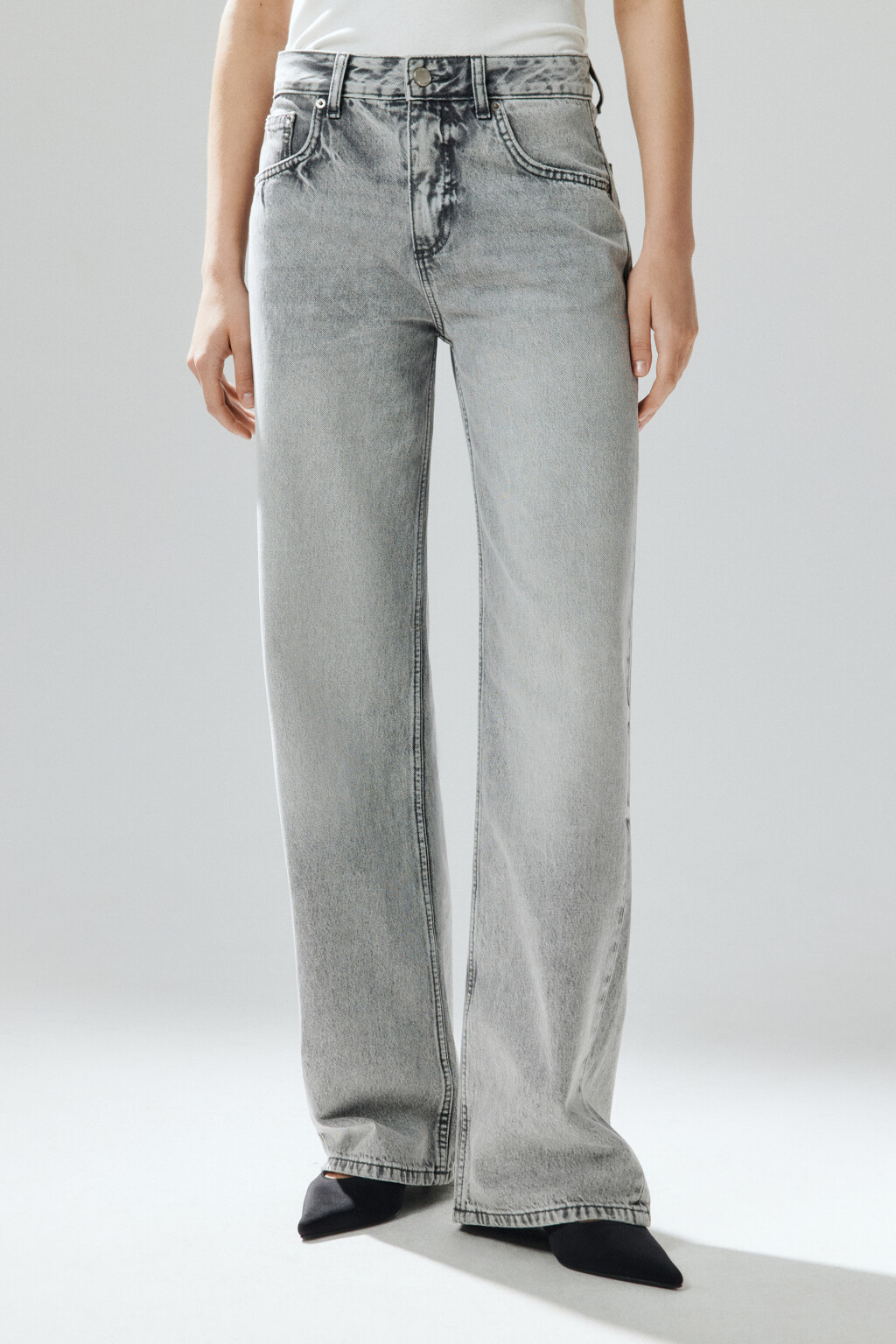 Джинсы прямые со средней посадкой - цвет серый - 2