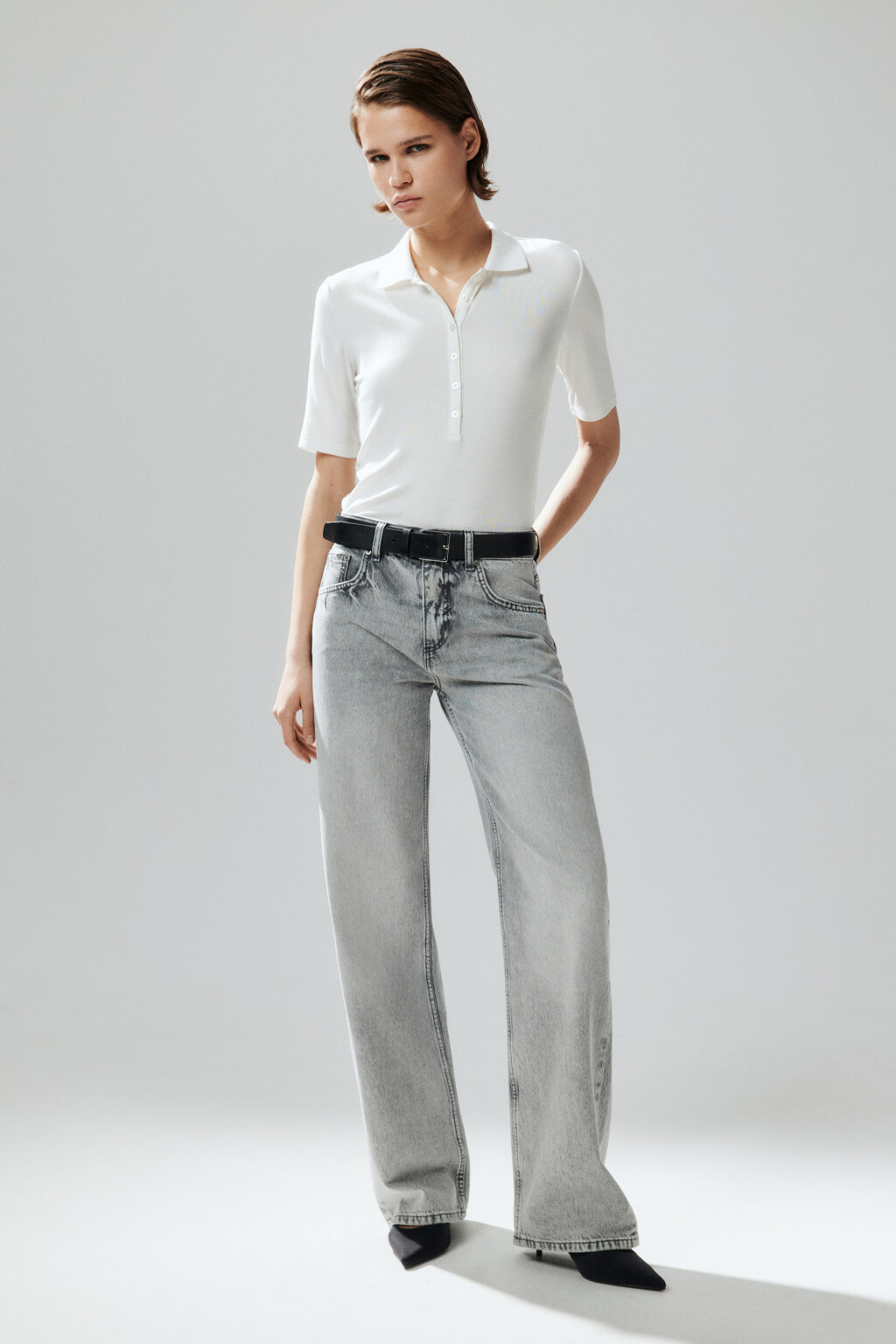 Джинсы прямые со средней посадкой - цвет серый - 4