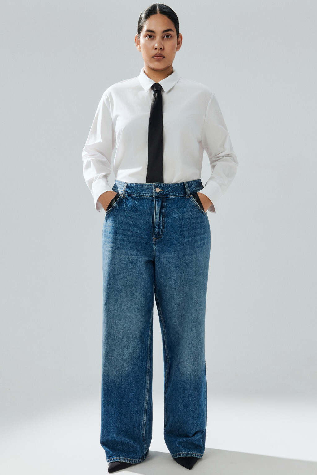 Джинсы прямые со средней посадкой - цвет голубой - 2