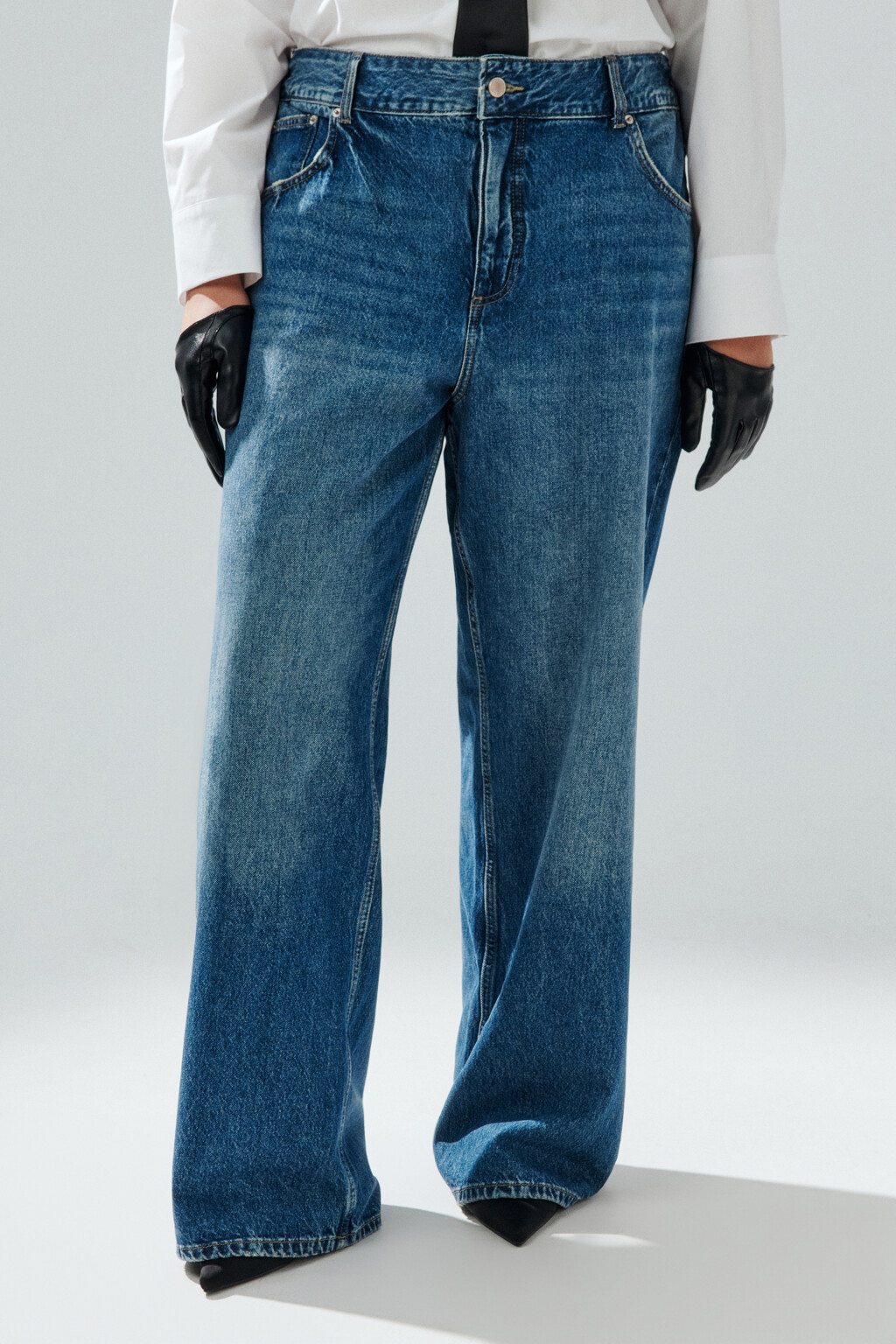 Джинсы прямые со средней посадкой - цвет голубой - 3