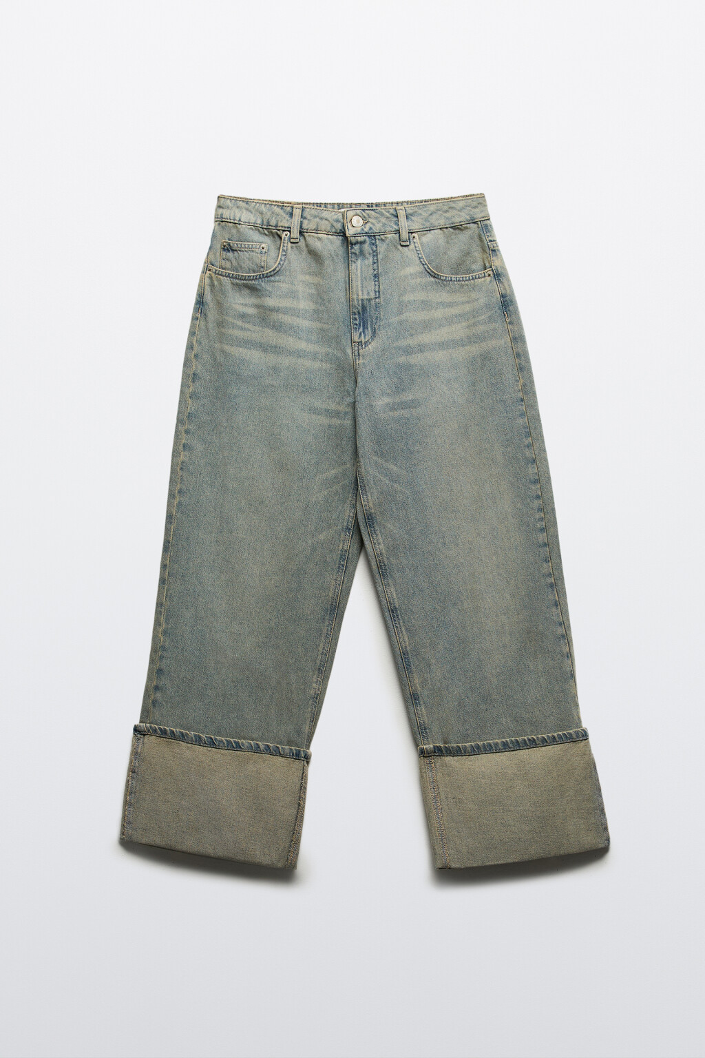 Джинсы baggy fit с подворотами - цвет синий - 7