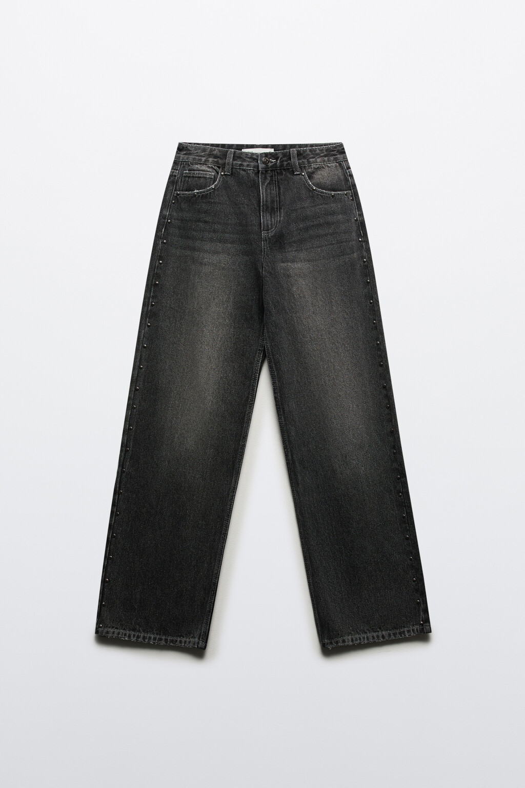Джинсы прямые с металлическими заклепками - цвет серый - 7