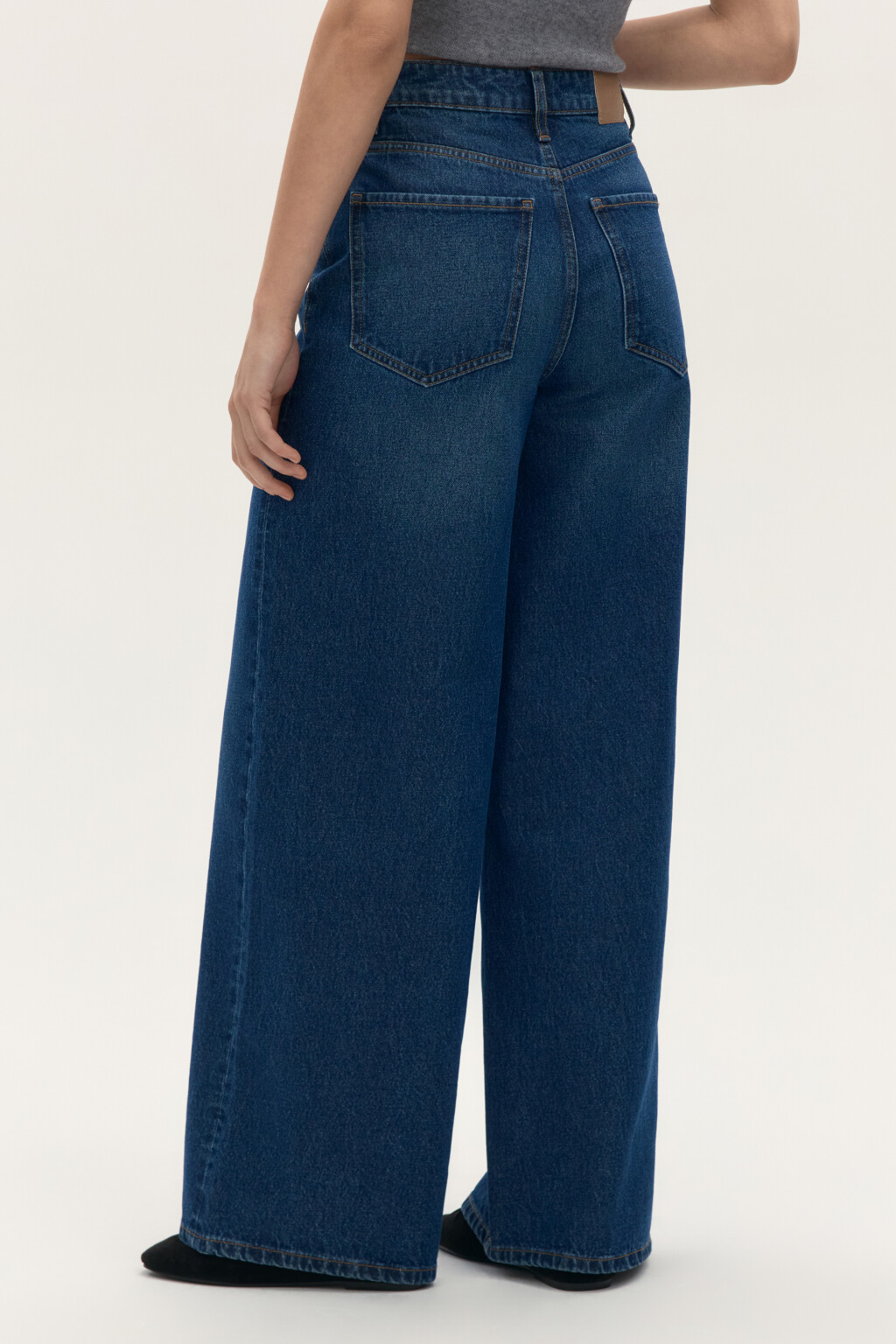 Джинсы широкие с высокой посадкой - цвет голубой - 3
