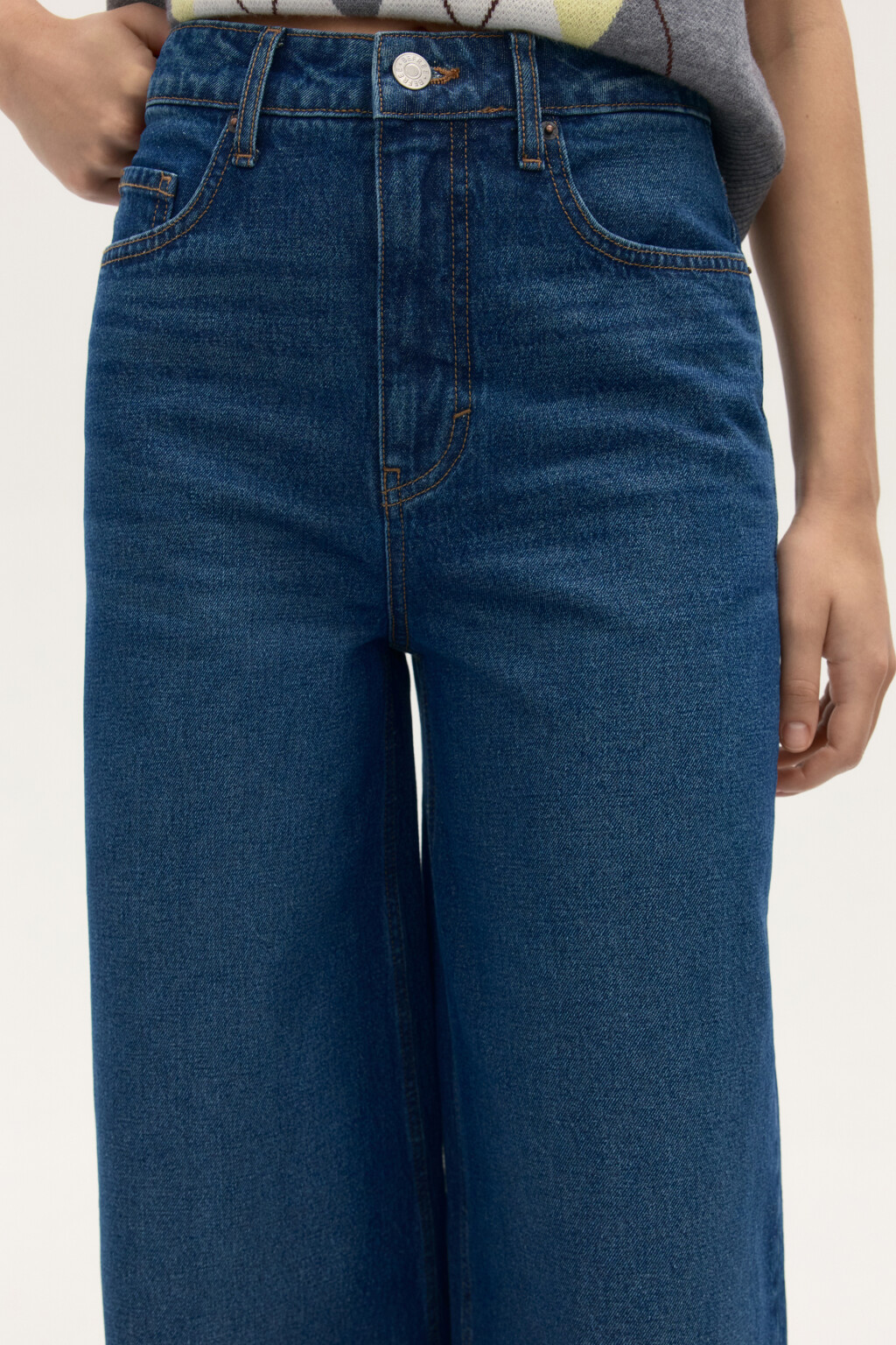 Джинсы широкие с высокой посадкой - цвет голубой - 5