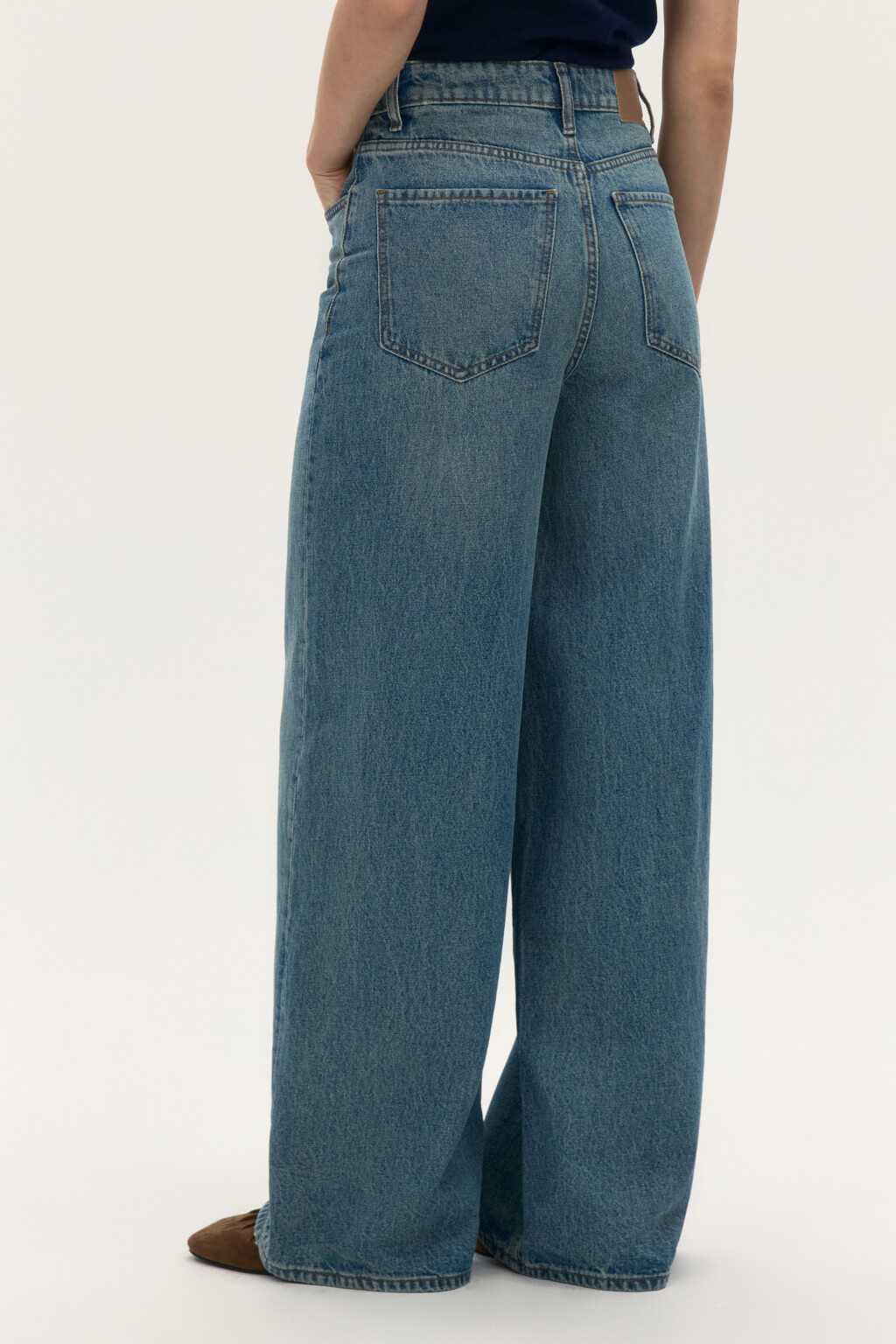 Джинсы широкие с высокой посадкой - цвет синий - 3